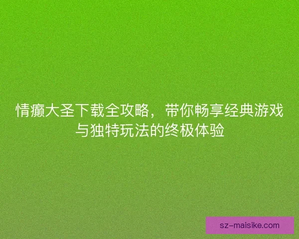 情癫大圣下载全攻略，带你畅享经典游戏与独特玩法的终极体验