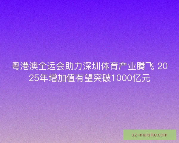 粤港澳全运会助力深圳体育产业腾飞 2025年增加值有望突破1000亿元